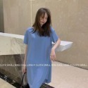 【限時購】【JDUDS】夏季冰絲涼感 中長款連衣裙  短袖長版上衣 過膝洋裝 連衣裙 睡衣-規格圖10