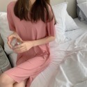 【限時購】【JDUDS】夏季冰絲涼感 中長款連衣裙  短袖長版上衣 過膝洋裝 連衣裙 睡衣-規格圖10