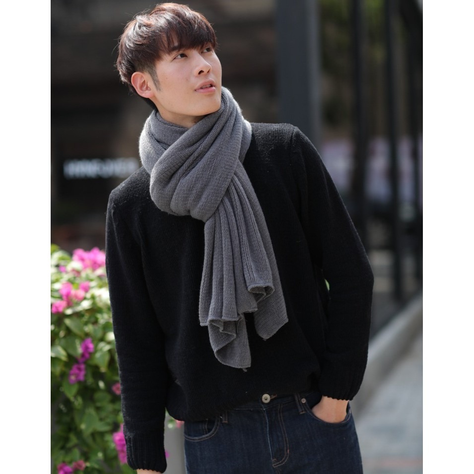 【JDUDS】男款秋冬必備配件 仿羊絨 圍巾 男生圍巾 韓系圍巾 純色圍巾 素面圍巾-細節圖2
