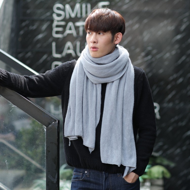 【JDUDS】男款秋冬必備配件 仿羊絨 圍巾 男生圍巾 韓系圍巾 純色圍巾 素面圍巾-細節圖4