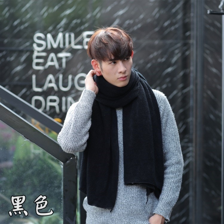 【JDUDS】男款秋冬必備配件 仿羊絨 圍巾 男生圍巾 韓系圍巾 純色圍巾 素面圍巾-細節圖6