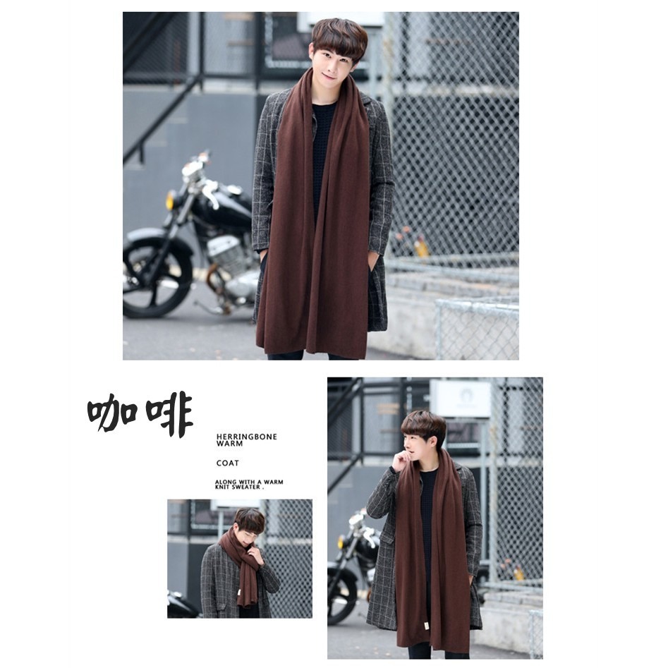 【JDUDS】男款秋冬必備配件 仿羊絨 圍巾 男生圍巾 韓系圍巾 純色圍巾 素面圍巾-細節圖7