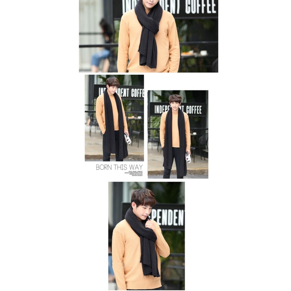 【JDUDS】男款秋冬必備配件 仿羊絨 圍巾 男生圍巾 韓系圍巾 純色圍巾 素面圍巾-細節圖9