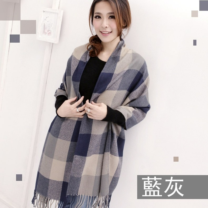 【JDUDS】冬季日系圍巾 保暖仿羊絨柔軟抗寒流蘇格子百搭復古情侶圍巾女-細節圖5
