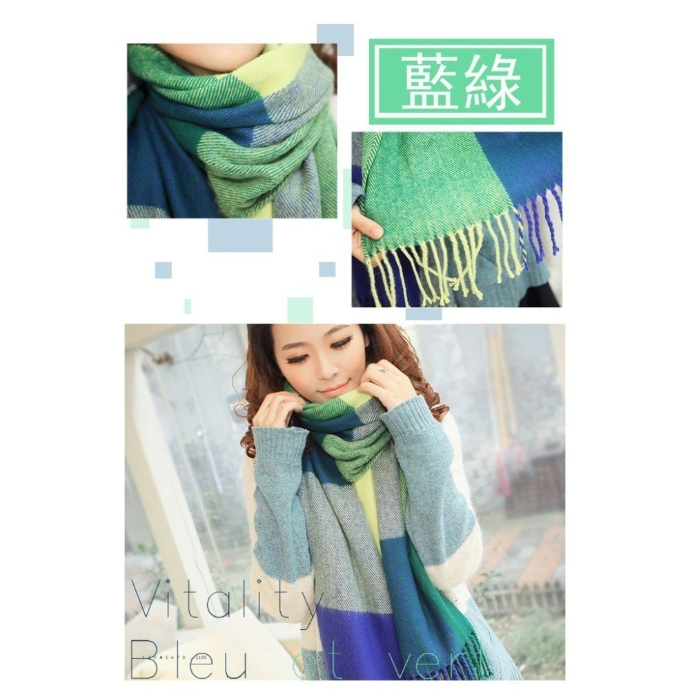 【JDUDS】冬季日系圍巾 保暖仿羊絨柔軟抗寒流蘇格子百搭復古情侶圍巾女-細節圖8