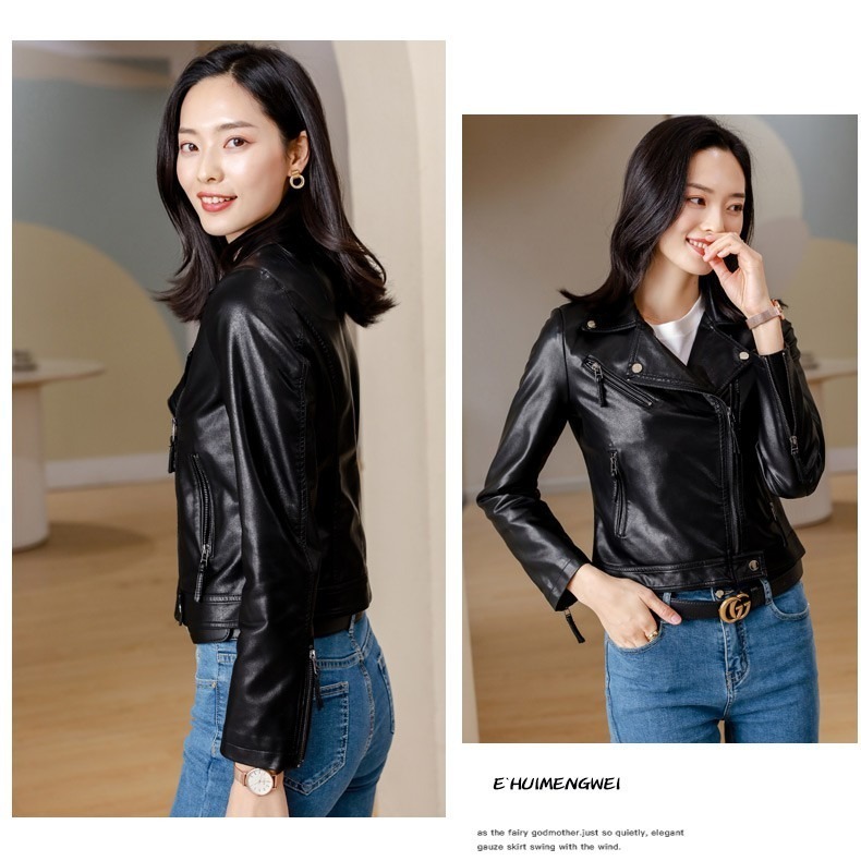 【JDUDS】 韓版 短版 修身 大尺碼 機車皮外套 正韓 百搭 韓版-細節圖7