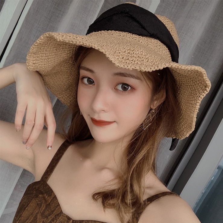 【JDUDS】韓版防曬遮陽草帽沙灘帽子女夏天海邊 休閒時尚百搭 帽子-細節圖8