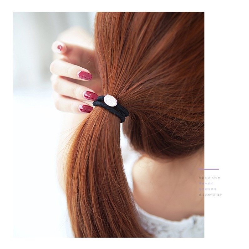 【JDUDS】韓版新款黑色造型電鍍髮圈 高彈力髮圈 髮飾 束髮圈 束髮帶 綁頭髮 A0001/A0052-細節圖6
