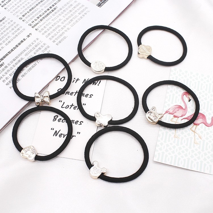 【JDUDS】韓版新款黑色造型電鍍髮圈 高彈力髮圈 髮飾 束髮圈 束髮帶 綁頭髮 A0001/A0052-細節圖8