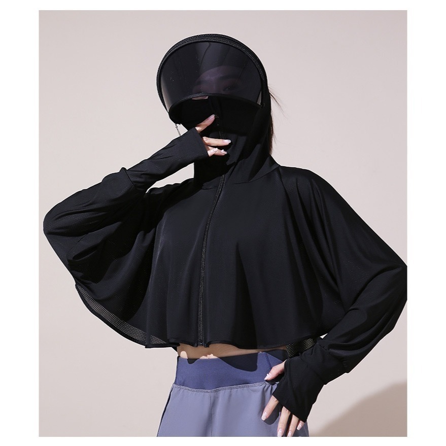 【限時購】<墨鏡款>冰絲防曬罩衫外套 防紫外線 寬鬆外套 冰絲涼感外套 / 新款全方位防曬披肩外套-細節圖2