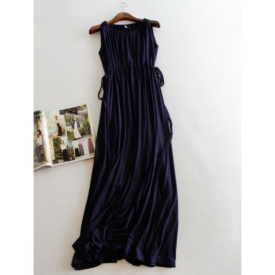 【JDUDS】韓版 女裝 莫代爾 長款 連衣裙 無袖 打底裙 韓版 時尚 長裙 正韓 親膚舒適-細節圖3