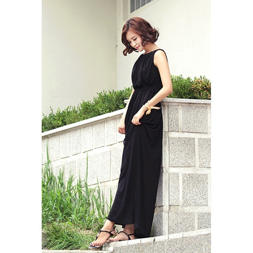 【JDUDS】韓版 女裝 莫代爾 長款 連衣裙 無袖 打底裙 韓版 時尚 長裙 正韓 親膚舒適-細節圖4