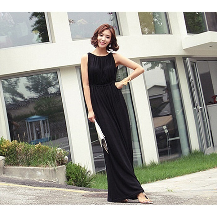 【JDUDS】韓版 女裝 莫代爾 長款 連衣裙 無袖 打底裙 韓版 時尚 長裙 正韓 親膚舒適-細節圖5