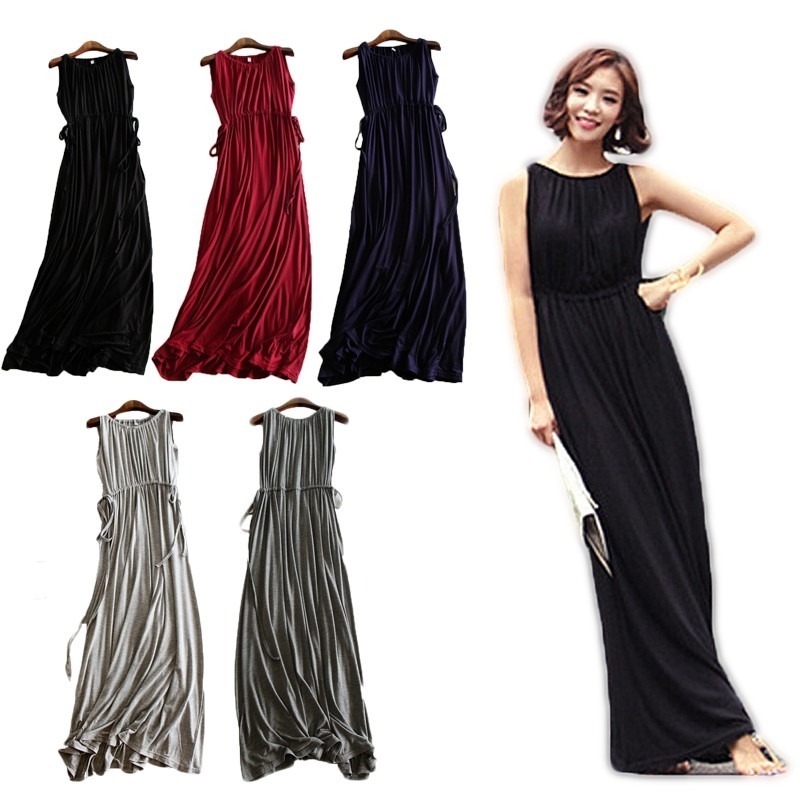 【JDUDS】韓版 女裝 莫代爾 長款 連衣裙 無袖 打底裙 韓版 時尚 長裙 正韓 親膚舒適-細節圖8