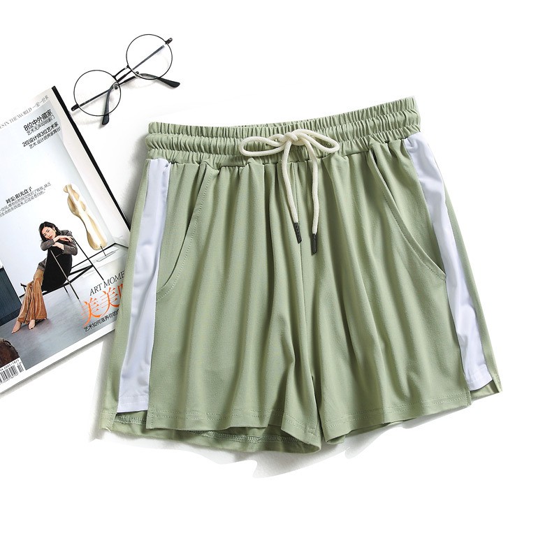 《JDUDS》夏季新款舒適跑步休閒褲學生鬆緊腰高腰寬鬆顯瘦百搭單杠條紋-細節圖9