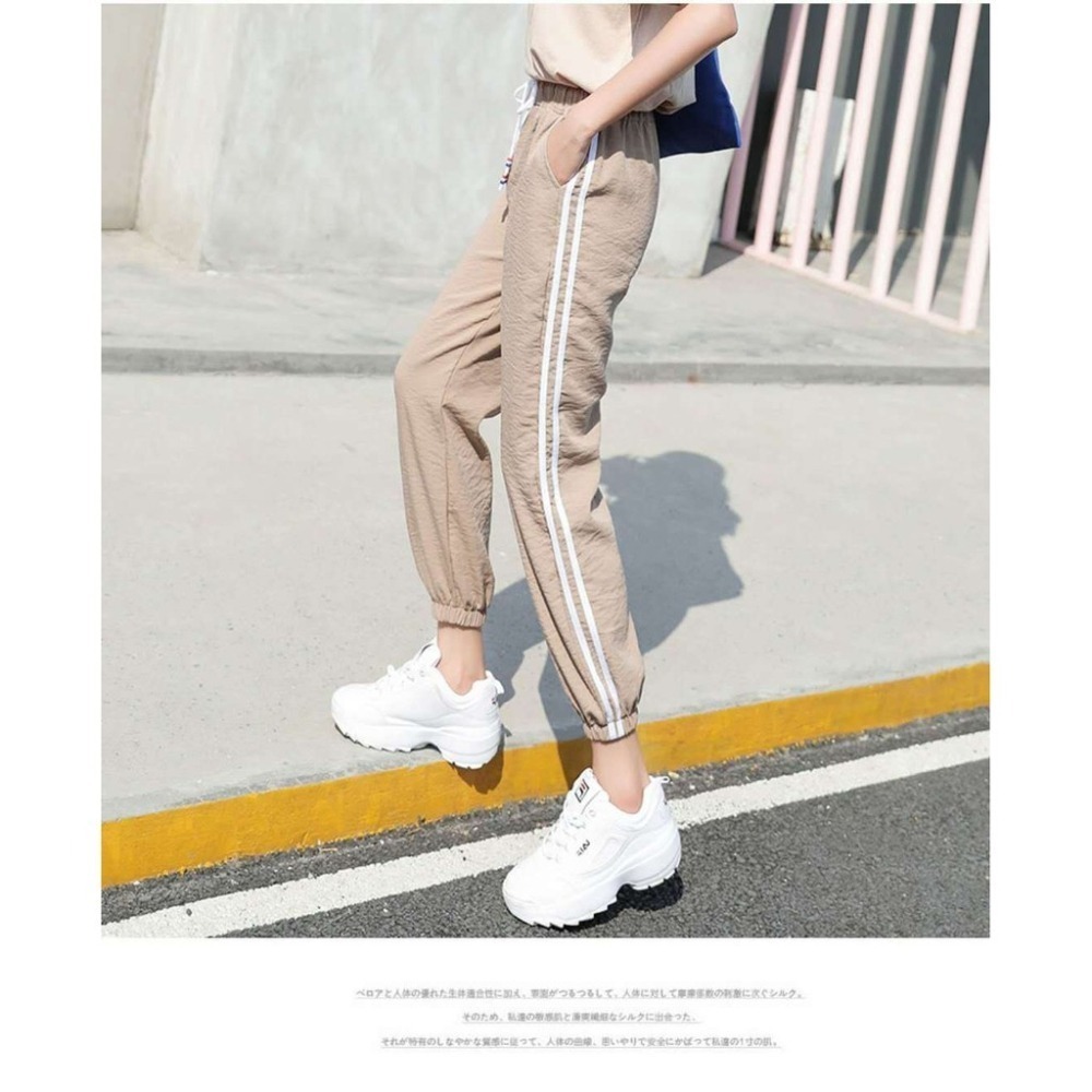 【JDUDS】ins款運動休閒褲 束口束腳褲 九分褲 運動褲 韓版寬鬆學生百搭兩條杠休閒長褲 尺寸偏小-細節圖4