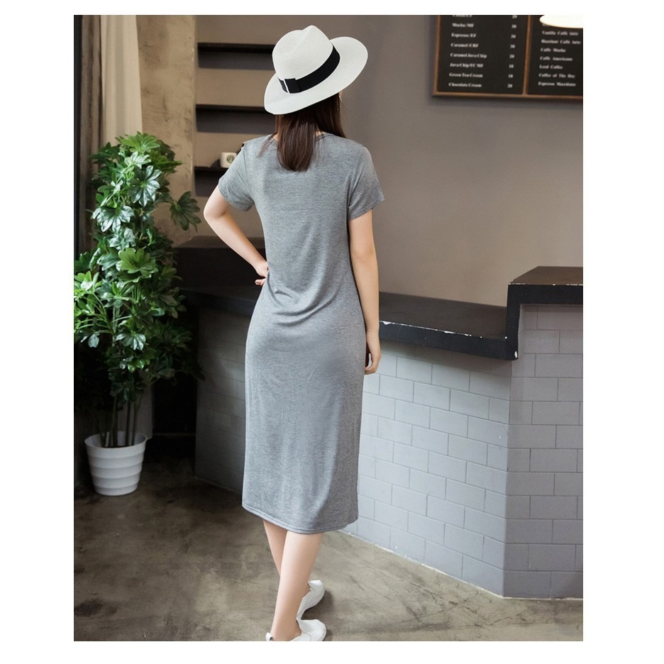 【JDUDS】莫代爾 顯瘦 超彈力 孕婦 大尺碼舒適短袖連身裙-細節圖8