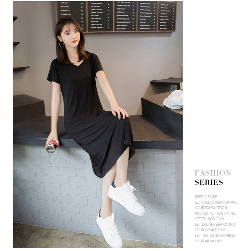 【JDUDS】莫代爾 顯瘦 超彈力 孕婦 大尺碼舒適短袖連身裙-規格圖10