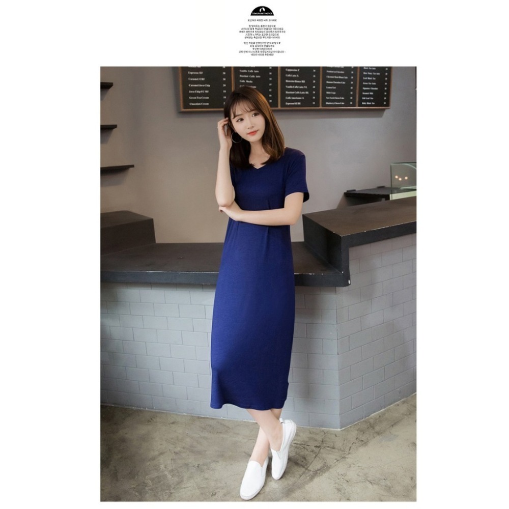 【JDUDS】莫代爾 顯瘦 超彈力 孕婦 大尺碼舒適短袖連身裙-規格圖10