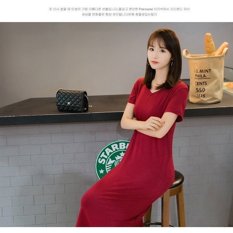 【JDUDS】莫代爾 顯瘦 超彈力 孕婦 大尺碼舒適短袖連身裙-規格圖10