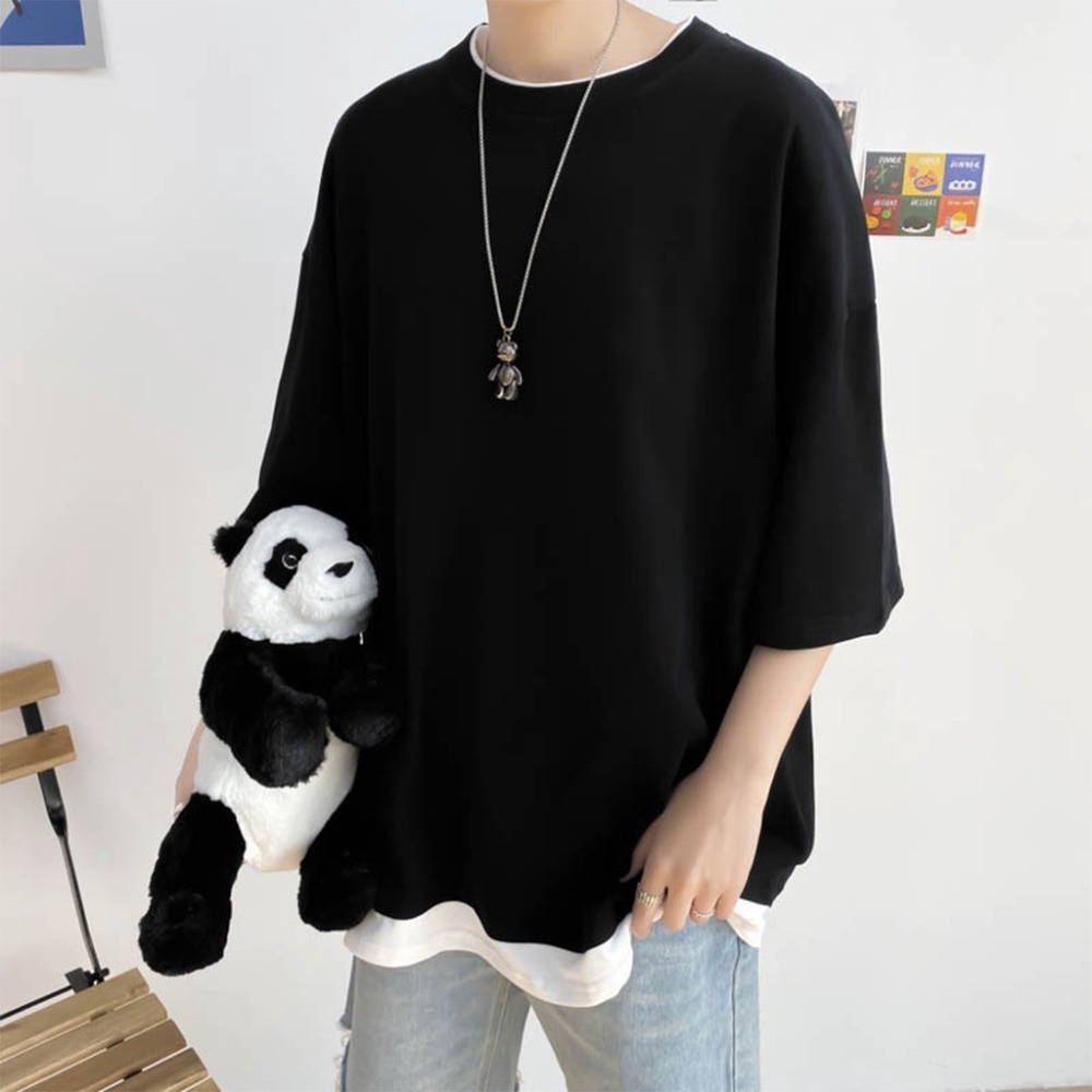 【JDUDS】假二件落肩五分袖T恤 OVERSIZE 寬T 寬鬆T 假二件 短T 素T 潮流 五分袖 寬鬆 六色可選-細節圖2