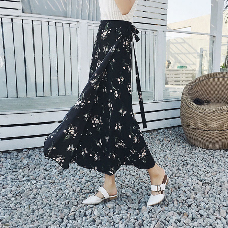 【JDUDS】碎花開衩開岔長裙 長裙裙子開衩裙女神網美風日系碎花性感 綁帶長裙 雪紡裙一片裙沙灘裙-規格圖10
