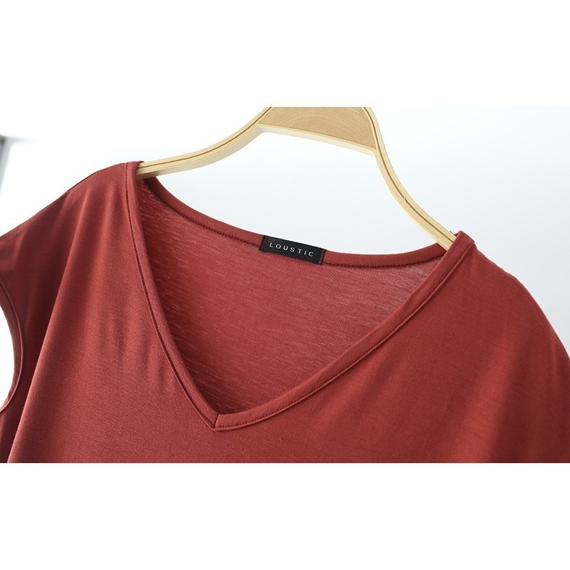 【JDUDS】無袖上衣 無袖 t恤 v领纯色 大尺碼上衣 無袖 寬鬆 素色 V領-細節圖6