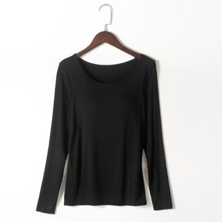 【JDUDS】內搭女款 罩杯式 胸墊  保暖 長袖T恤 免穿bra 一體式無鋼圈-規格圖10