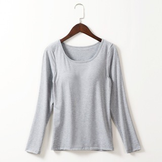 【JDUDS】內搭女款 罩杯式 胸墊  保暖 長袖T恤 免穿bra 一體式無鋼圈-規格圖10