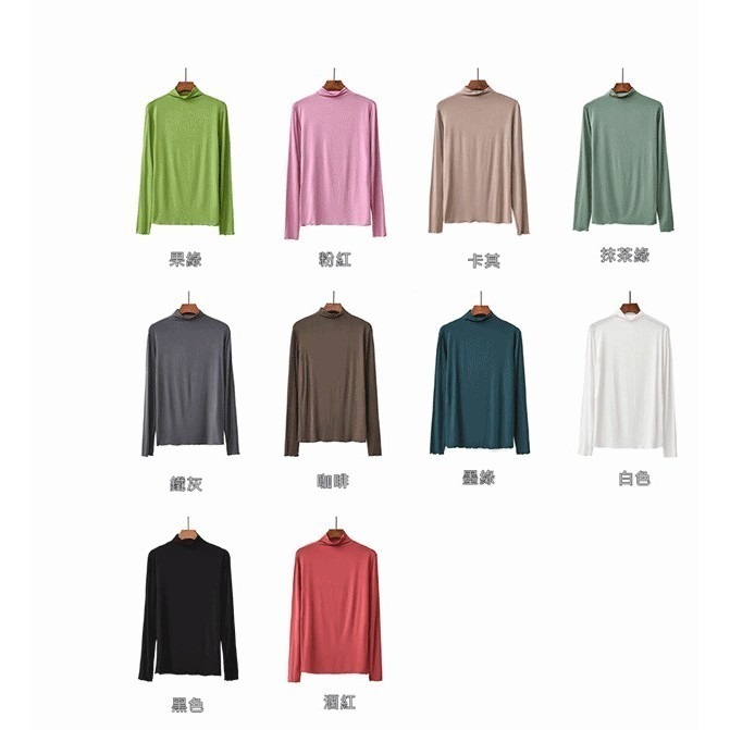 【JDUDS】半高領打底衫女長袖秋冬高領套頭長袖T恤-細節圖2