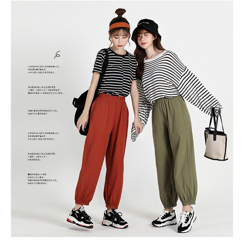 【JDUDS】棉麻九分褲秋季薄款直筒寬鬆褲休閒褲女水洗褲爆款哈倫褲小腳褲 顯瘦 學生 抽繩褲 大碼-細節圖3