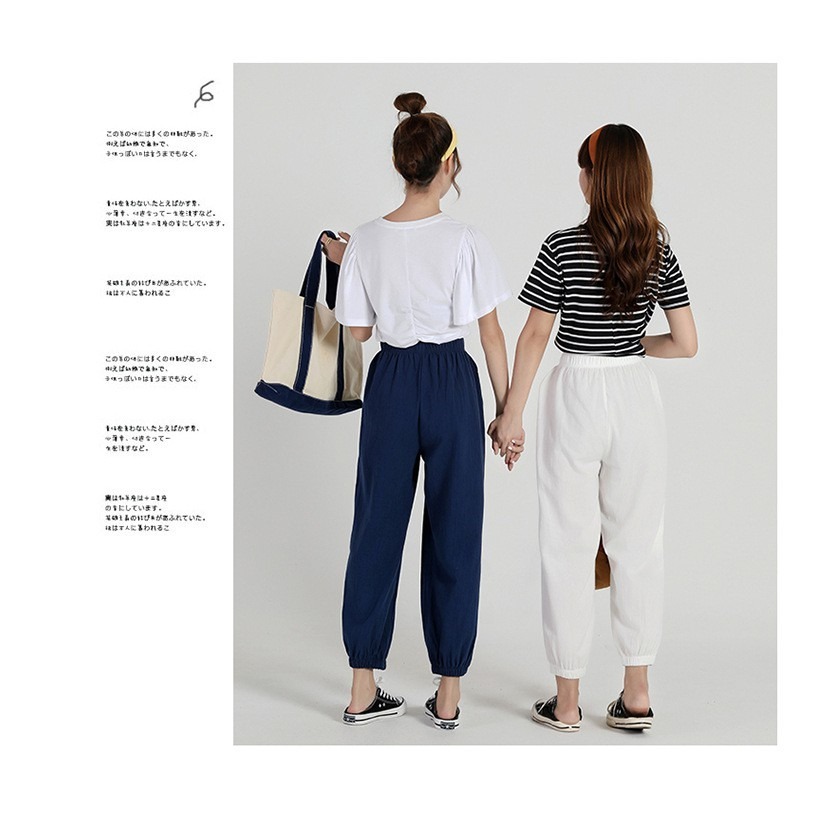 【JDUDS】棉麻九分褲秋季薄款直筒寬鬆褲休閒褲女水洗褲爆款哈倫褲小腳褲 顯瘦 學生 抽繩褲 大碼-細節圖8