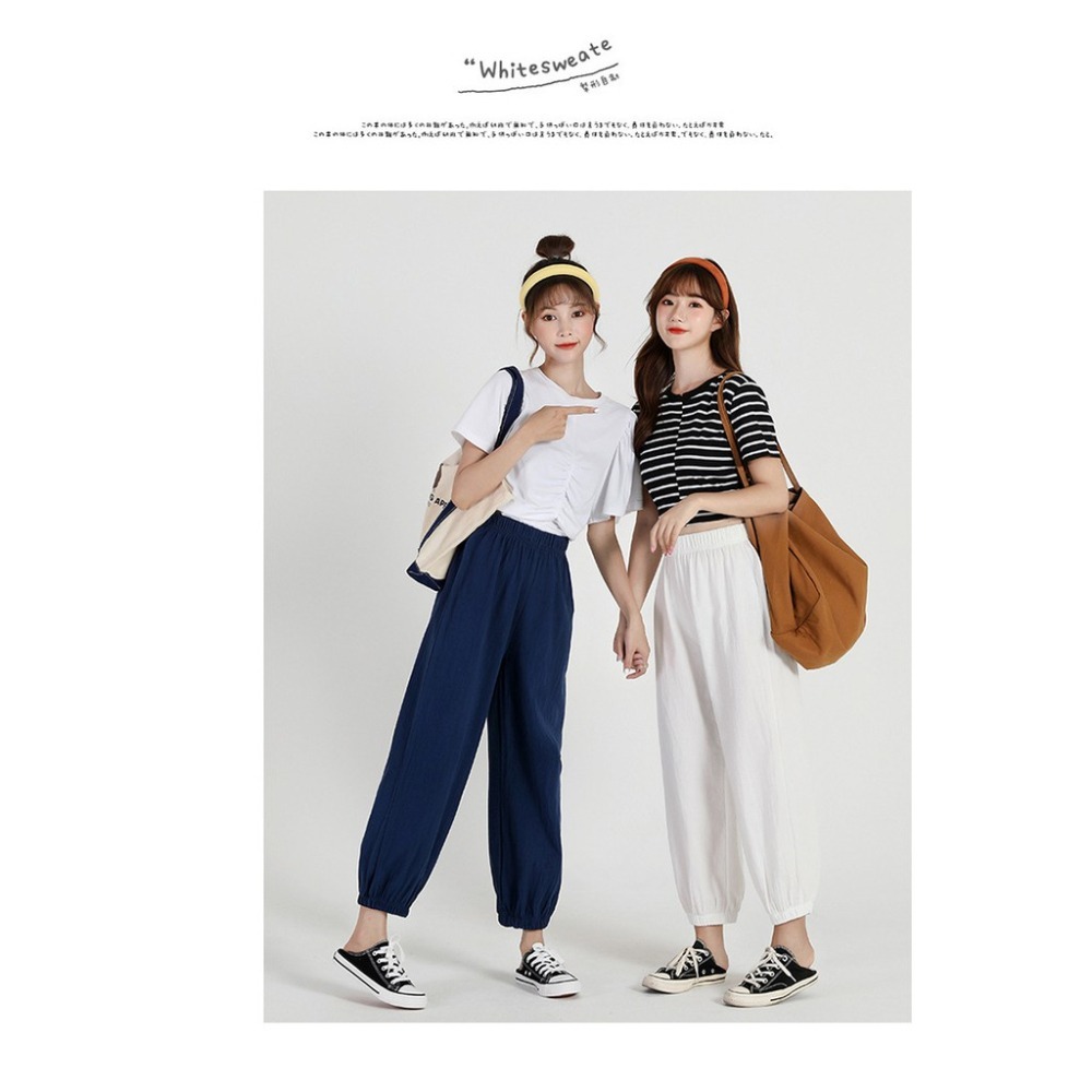 【JDUDS】棉麻九分褲秋季薄款直筒寬鬆褲休閒褲女水洗褲爆款哈倫褲小腳褲 顯瘦 學生 抽繩褲 大碼-細節圖9