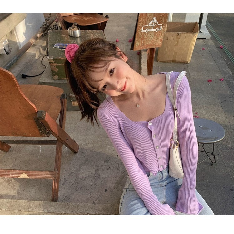 【JDUDS】長袖針織衫 夏季開叉袖口卷邊針織小開衫女輕薄空調防曬上衣 短款氣質開衫-細節圖4