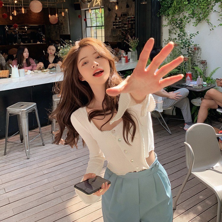 【JDUDS】長袖針織衫 夏季開叉袖口卷邊針織小開衫女輕薄空調防曬上衣 短款氣質開衫-細節圖6