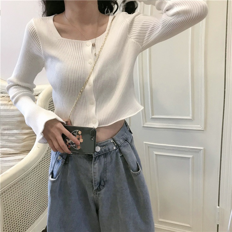 【JDUDS】長袖針織衫 夏季開叉袖口卷邊針織小開衫女輕薄空調防曬上衣 短款氣質開衫-規格圖7