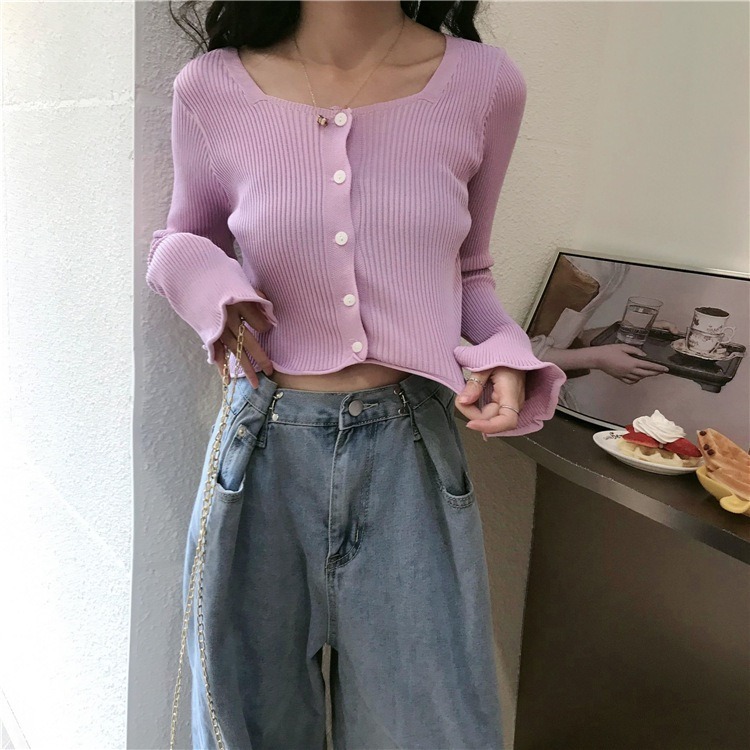 【JDUDS】長袖針織衫 夏季開叉袖口卷邊針織小開衫女輕薄空調防曬上衣 短款氣質開衫-規格圖7