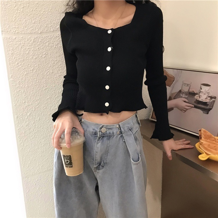 【JDUDS】長袖針織衫 夏季開叉袖口卷邊針織小開衫女輕薄空調防曬上衣 短款氣質開衫-規格圖7