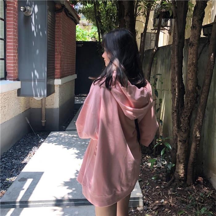 【JDUDS】秋冬新款保暖加厚寬鬆中長版粗繩長袖連帽T恤 秋冬 保暖 加厚  舒適 百搭-細節圖5