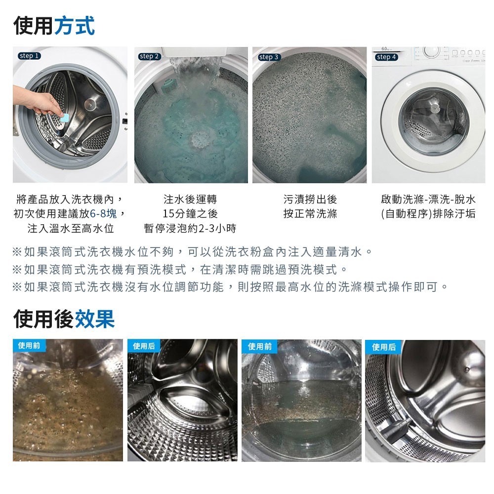 【JDUDS】洗衣機槽清潔泡騰片洗衣槽清潔劑 清洗污漬 全自動式消毒塊劑 除污垢發泡錠 洗衣機清潔劑-細節圖4