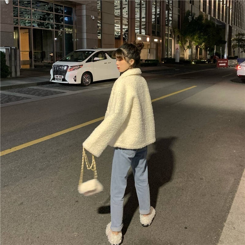 【JDUDS】 仿羊羔毛外套 大尺碼上衣 加絨加厚百搭POLO領仿羊羔毛絨外套女學生慵懶風-細節圖8