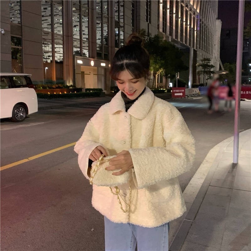 【JDUDS】 仿羊羔毛外套 大尺碼上衣 加絨加厚百搭POLO領仿羊羔毛絨外套女學生慵懶風-細節圖9