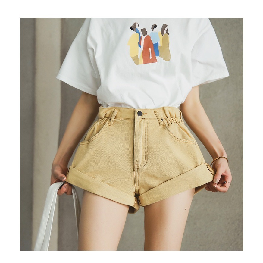 【JDUDS】褶皺側鬆緊顯腿長高腰捲邊牛仔短褲水洗牛仔花苞短褲愛哭包 牛仔短褲 女短褲-規格圖9