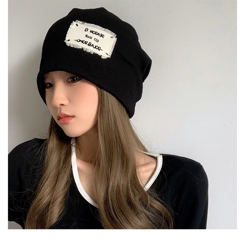 【JDUDS】休閒封頂立體肌理感紋路頭巾帽 手工扯邊小方塊堆堆套頭帽 網紅百搭包頭帽 奧代爾棉內襯-細節圖2