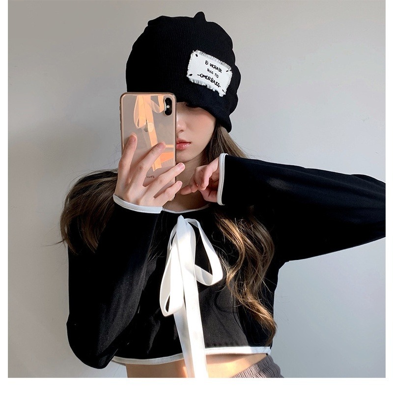 【JDUDS】休閒封頂立體肌理感紋路頭巾帽 手工扯邊小方塊堆堆套頭帽 網紅百搭包頭帽 奧代爾棉內襯-細節圖3