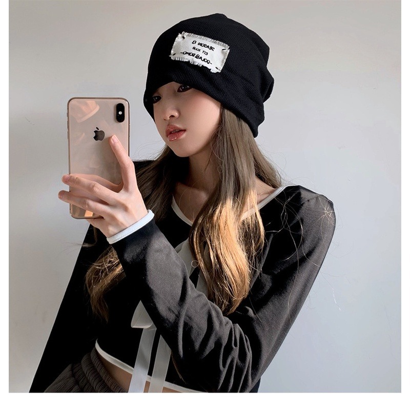 【JDUDS】休閒封頂立體肌理感紋路頭巾帽 手工扯邊小方塊堆堆套頭帽 網紅百搭包頭帽 奧代爾棉內襯-細節圖4