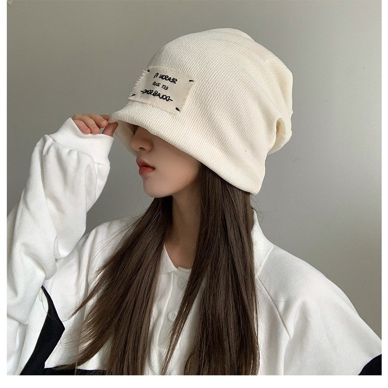 【JDUDS】休閒封頂立體肌理感紋路頭巾帽 手工扯邊小方塊堆堆套頭帽 網紅百搭包頭帽 奧代爾棉內襯-細節圖6