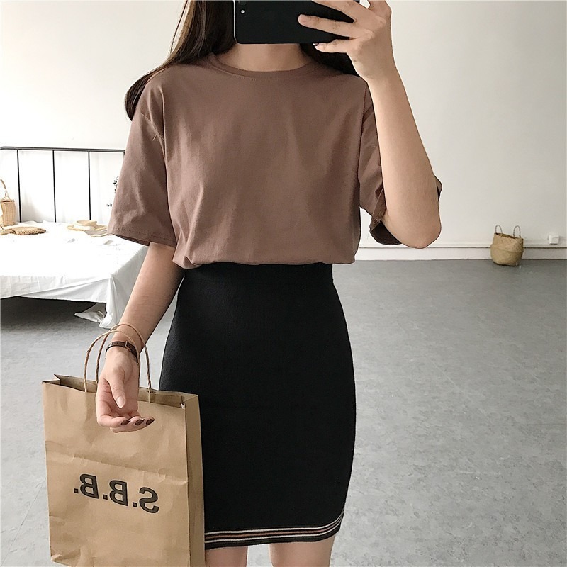 【JDUDS】韓版復古色系棉質圓領/V領短袖上衣 短袖t恤 女裝 顯瘦上衣 衣服 寬鬆上衣 短袖-細節圖4