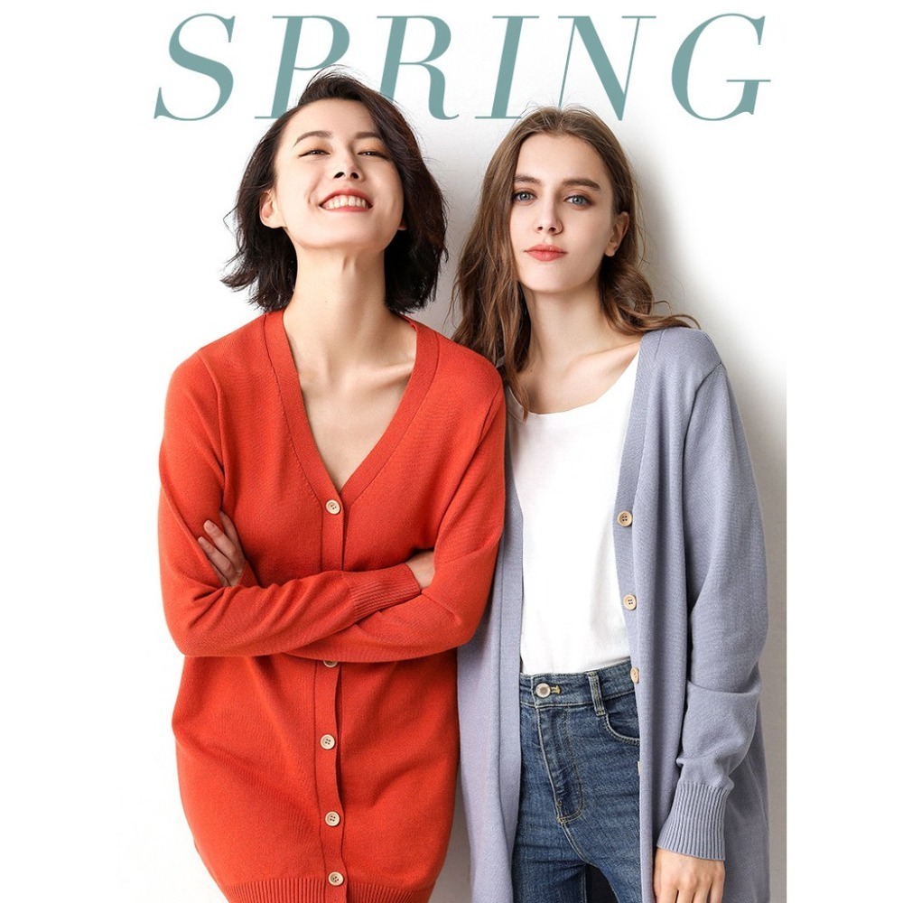 【JDUDS】長袖鈕扣衣針織外套 秋冬新款純色中長款針織開衫韓版寬鬆學院風毛衣外套-細節圖4