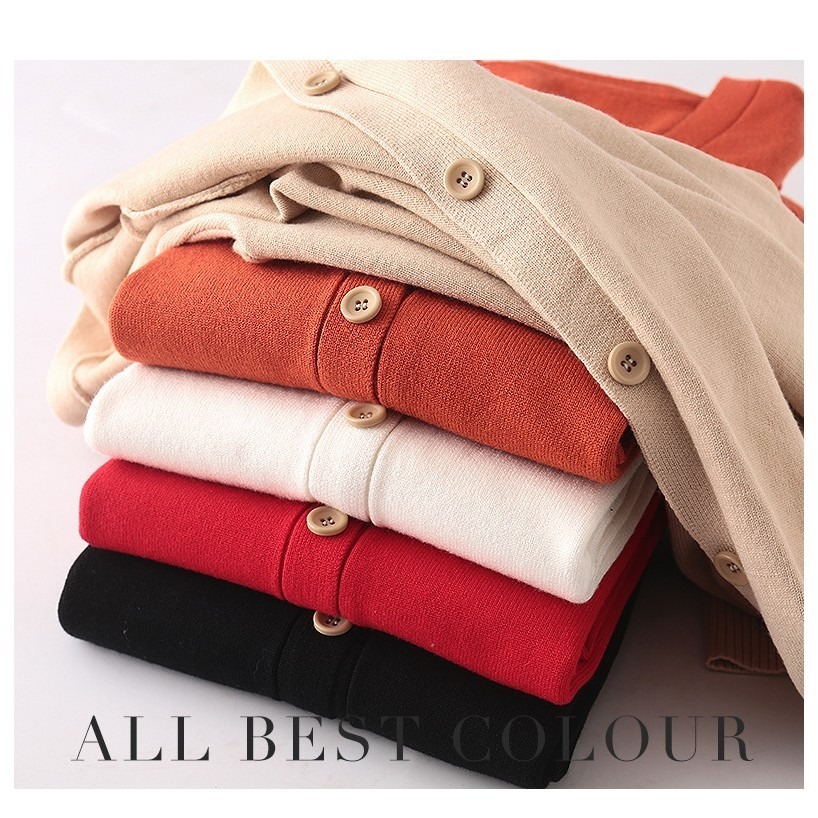 【JDUDS】長袖鈕扣衣針織外套 秋冬新款純色中長款針織開衫韓版寬鬆學院風毛衣外套-細節圖7